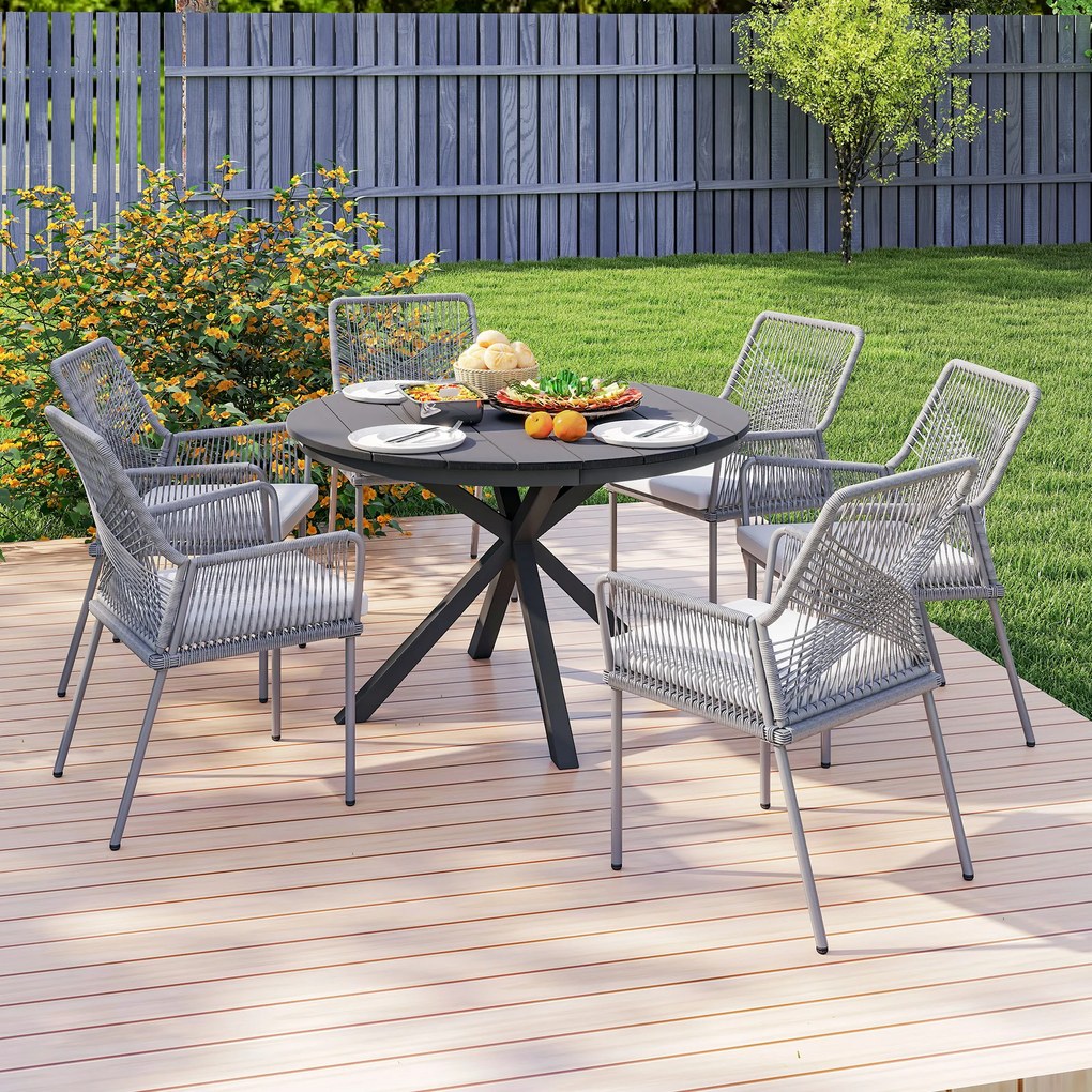 Outsunny Masă de grădină rotundă Ø 118 cm cadru din aluminiu pentru balcon, verandă, patio, negru | Aosom Romania