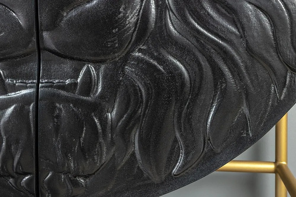 Bufet Elegant din Lemn de Mango, Negru, LION 140cm 3D