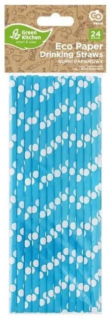 Colorat Blue Polka Dots Paie din hârtie albastră 24 buc