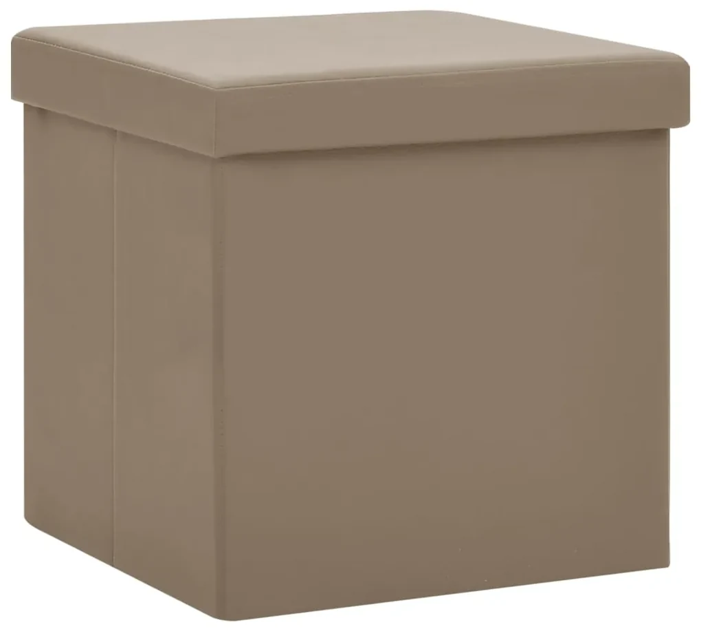 338784 vidaXL Taburet de depozitare pliabil, cappuccino, PVC