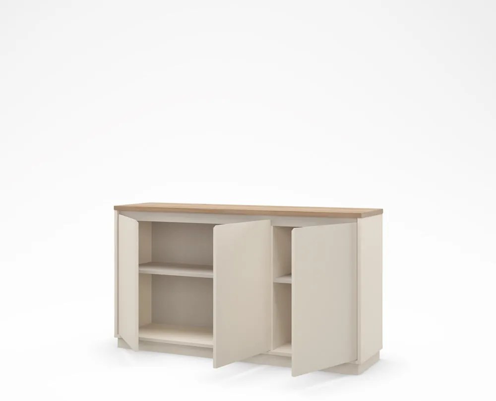 Comodă bej cu aspect de lemn de stejar 152x84x40 cm Loreta – Marckeric