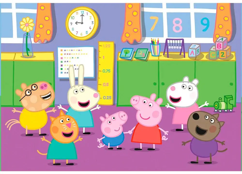 Purcelușa Peppa Picnic and School Puzzle Clementoni de 2x60 piese