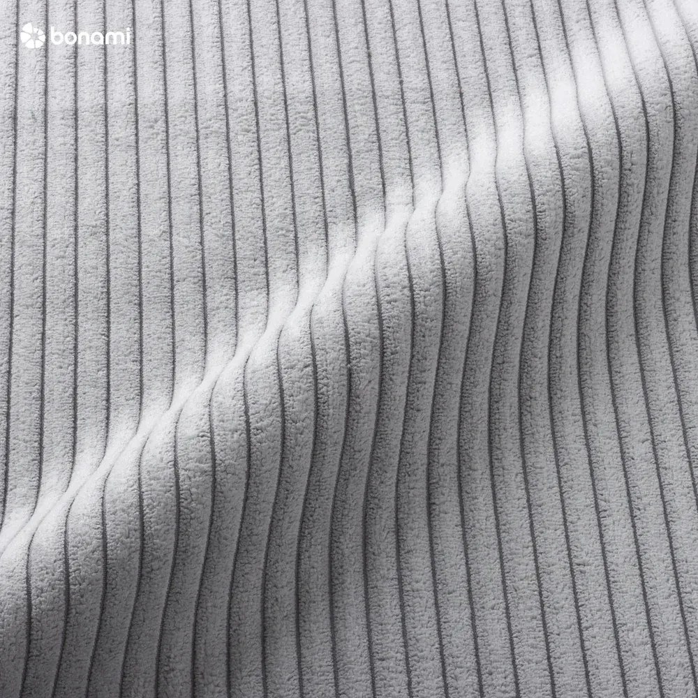 Șezlong gri deschis cu tapițerie din catifea reiată (cu colț pe partea dreaptă) Chic Charlotte – Miuform