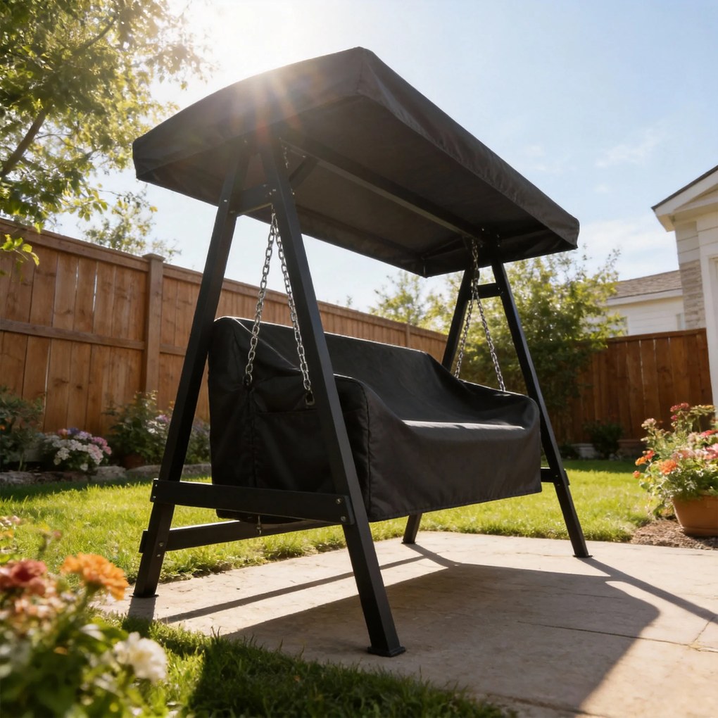 Outsunny Husă pentru leagăn de grădină 3 locuri, husă de protecție impermeabilă, rezistentă la vânt și la UV, țesătură Oxford 420D | Aosom Romania