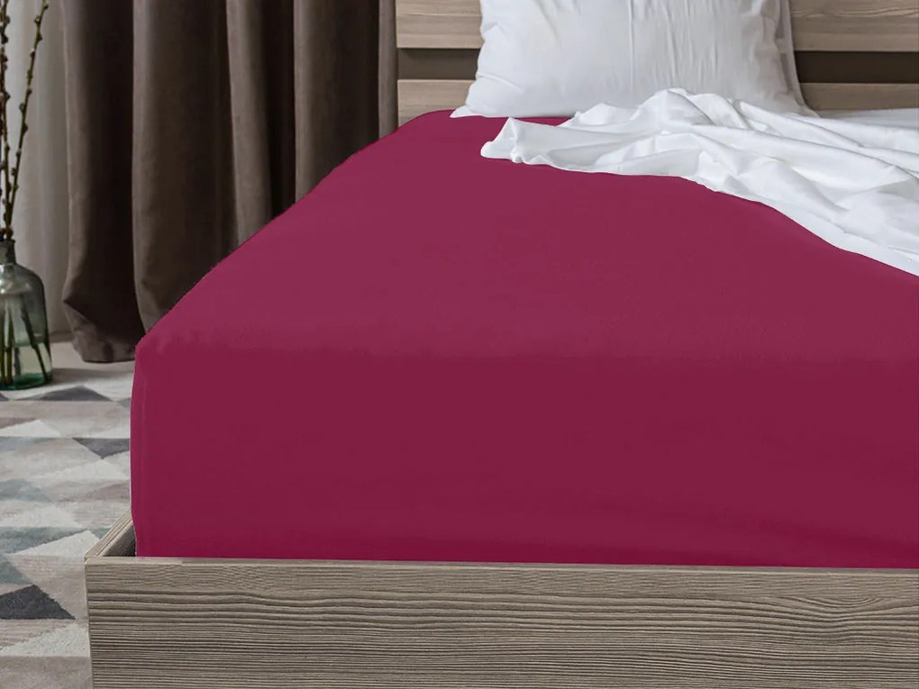 Cearsaf Jersey cu elastic 180 x 200 cm roz inchis