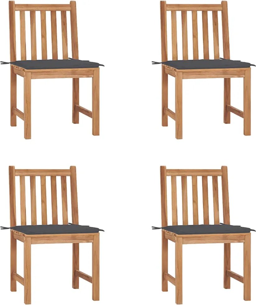 vidaXL Scaune de grădină cu perne, 4 buc., lemn masiv de tec