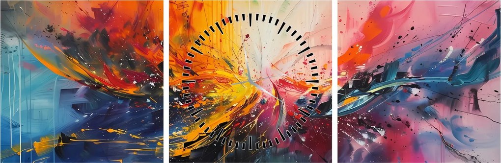 Tablou - Abstracție de culoare (cu ceas) (90x30 cm)