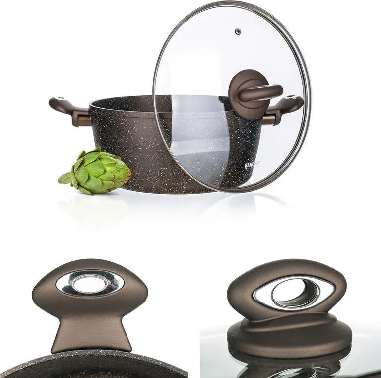Oala cu capac si cu suparafata neaderenta PREMIUM Dark Brown, BANQUET volum 3,75 l
