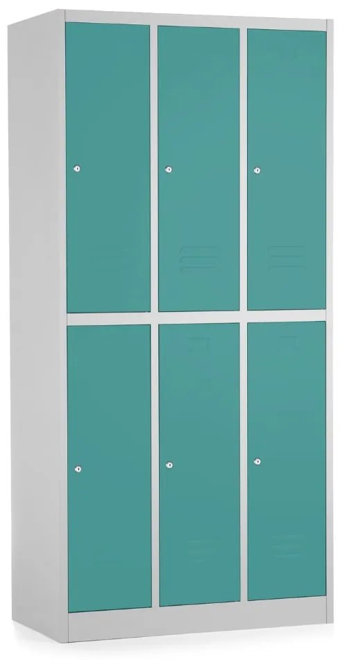 Dulap metalic - 6 cutii, 90 x 45 x 185 cm, inchidere cilindrica, verde - ral 6033