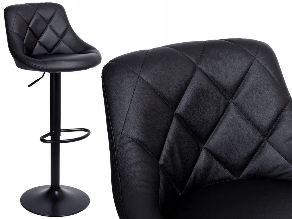 JAKS SCAUN DE BAR ECO-PIELE NEAGRĂ - CROM