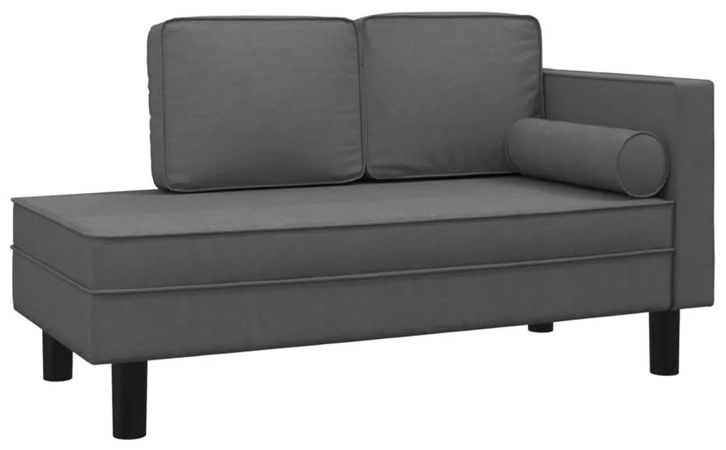 355019 vidaXL Șezlong cu perne și pernuță cilindrică, gri închis, textil