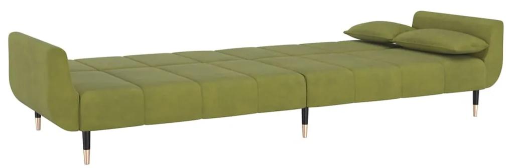 Canapea extensibila 2 loc.,taburet2 perne,textil,verde deschis Lysegronn, Cu scaunel pentru picioare