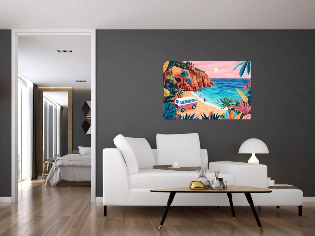 Tablou - Rulotă la ocean (90x60 cm)