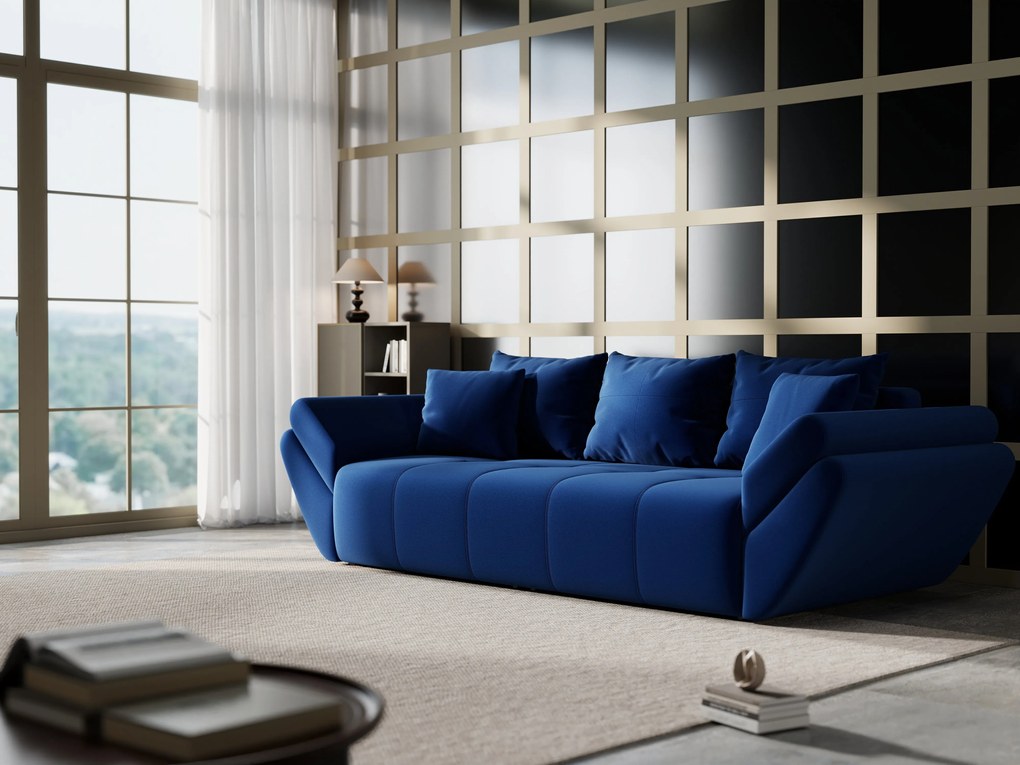 Canapea extensibilă dumonde cu ladă de depozitare si sezut confortabil din spuma high-density, Berlin Royal Blue 250x100 cm
