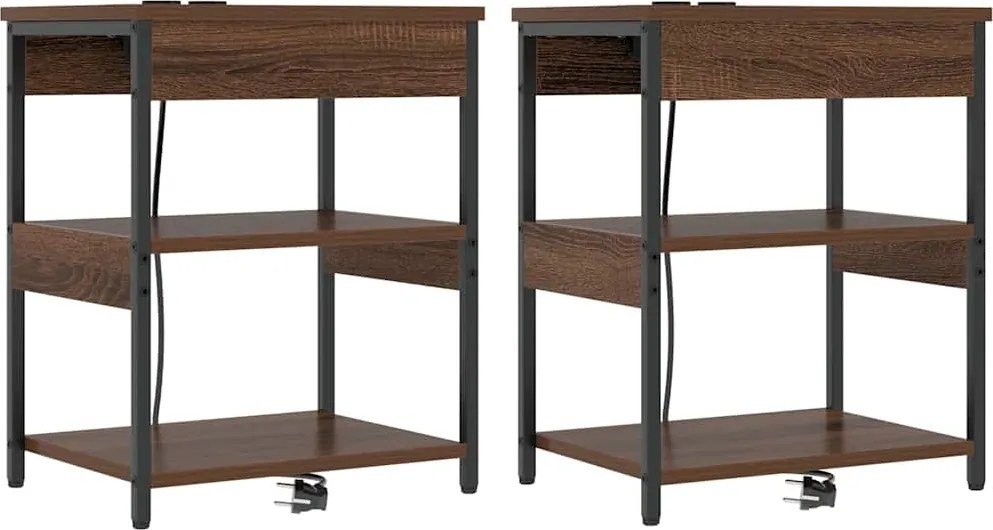 vidaXL Dulap de noapte 2 pcs Stejar închis 41 x 31 x 51 cm