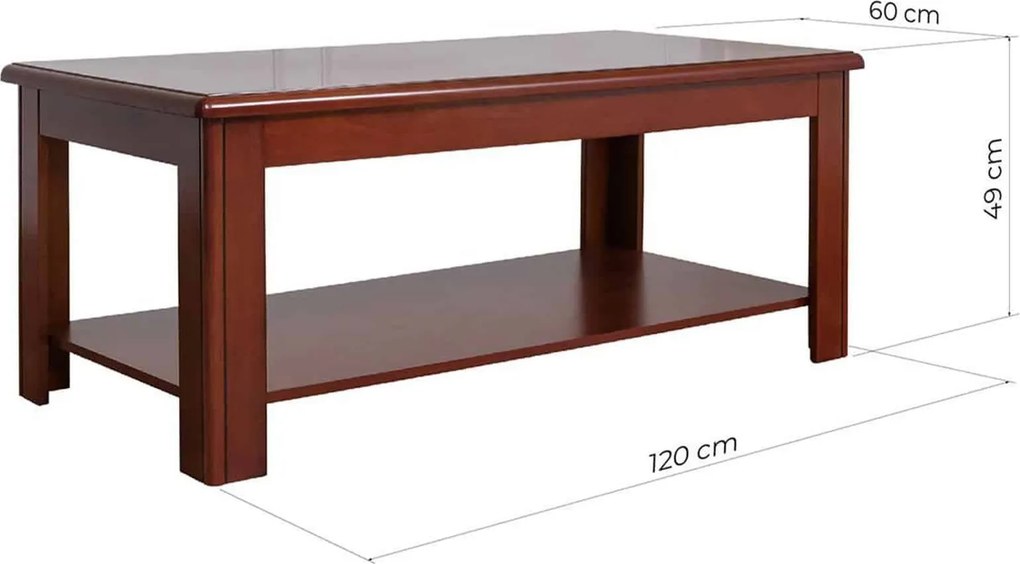 Măsuța lemn masiv de cafea pentru birou Toronto, 120 × 60 × 49 cm