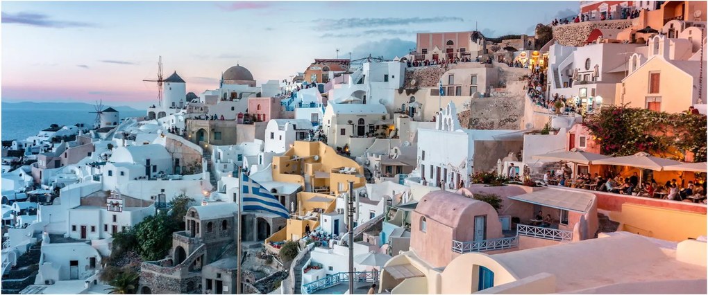 Tablou - Amurg în Santorini (120x50 cm)