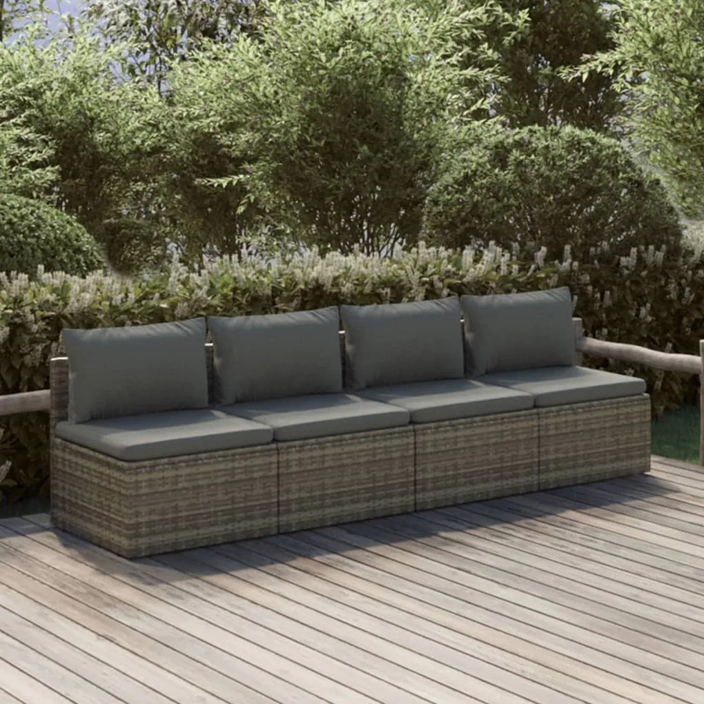 3157369 vidaXL Set mobilier de grădină cu perne, 4 piese, gri, poliratan