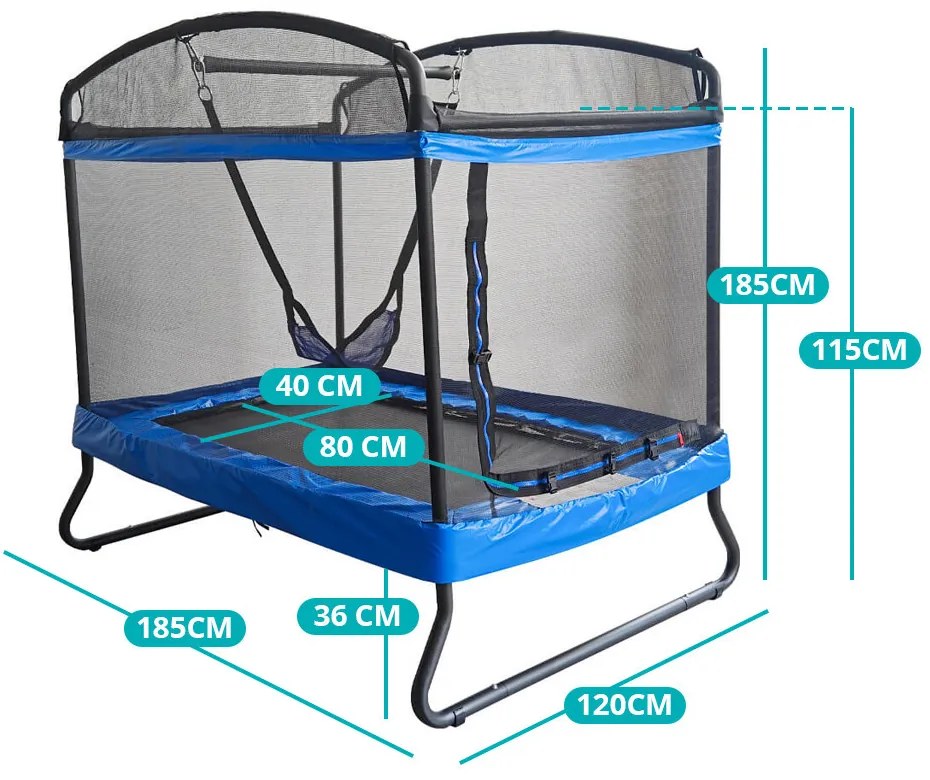 Trampolin pentru copii cu leagăn și plasă de siguranță