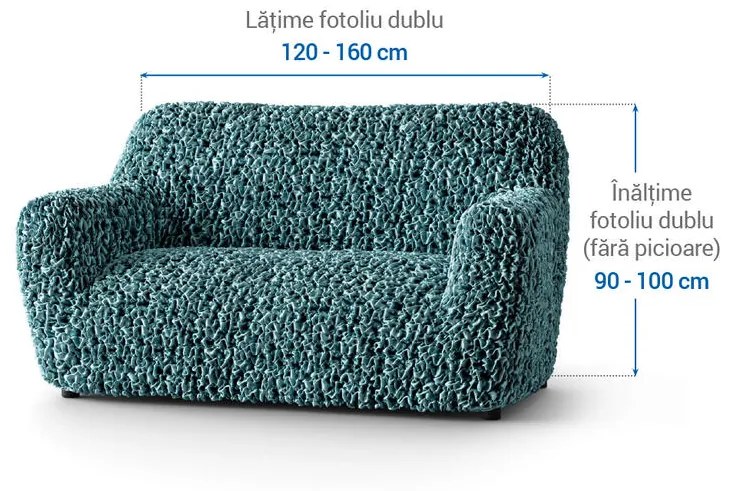 Huse bielastice VELVET petrol fotoliu dublu (l. 120 - 160 cm)