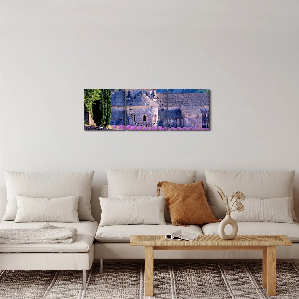 Tablou - Câmp de lavandă (cu ceas) (90x30 cm)