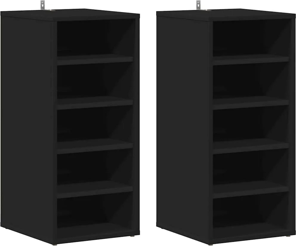 vidaXL Pantofare, 2 buc., negru, 31,5x35x70 cm, PAL