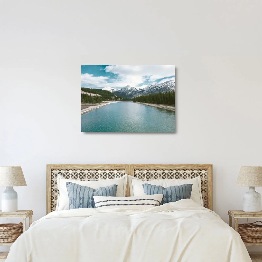 Tablou pe sticlă cu peisaj montan (70x50 cm)
