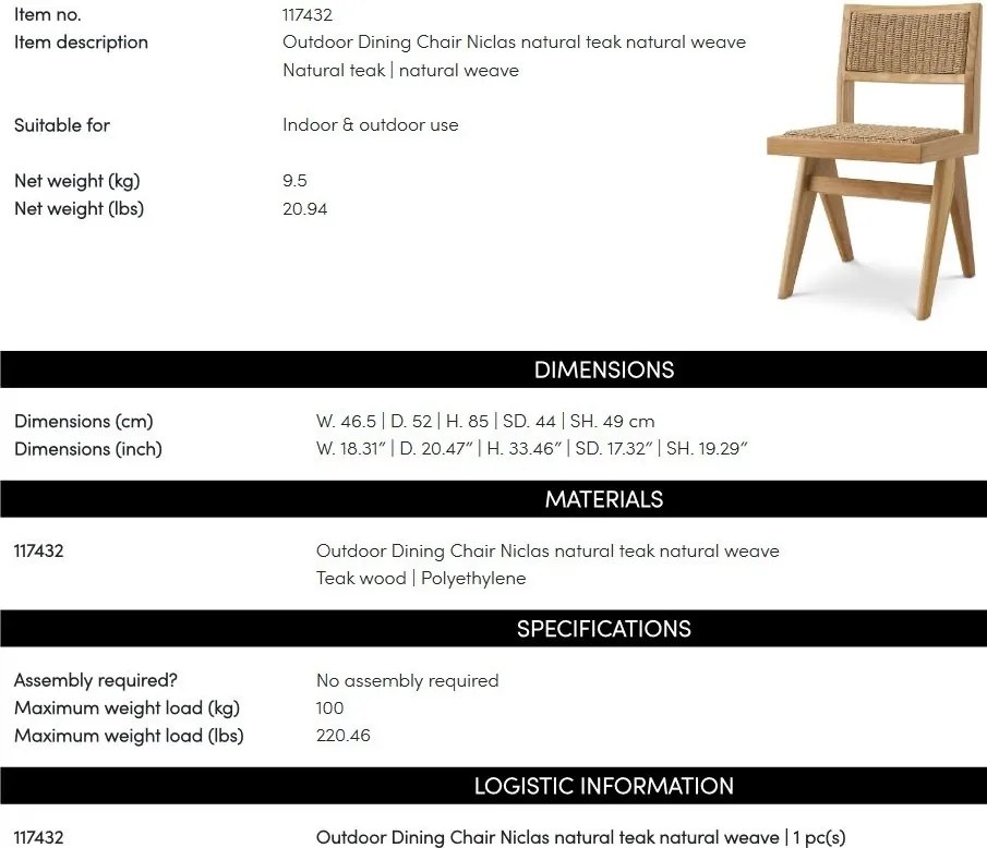 Scaun design clasic din lemn si rattan Niclas, natur