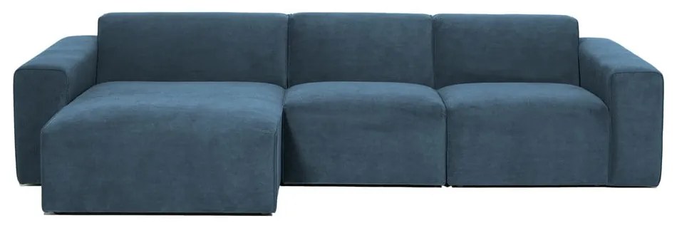 Colțar albastru cu tapițerie din catifea reiată (cu colț pe partea stângă ) Sting – Scandic