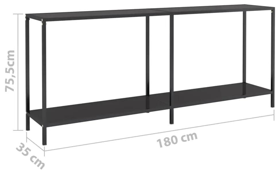Masa consola,negru, 180x35x75,5 cm, sticla securizata 1, Negru, 180 x 35 x 75.5 cm