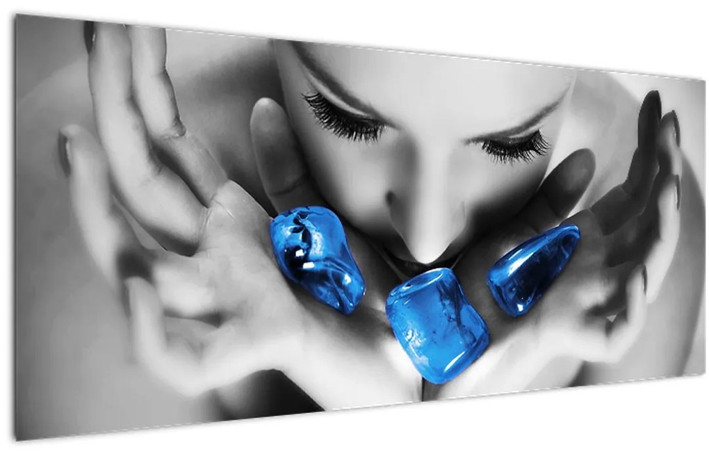 Tablou cu portretul femeii cu pietre (120x50 cm)