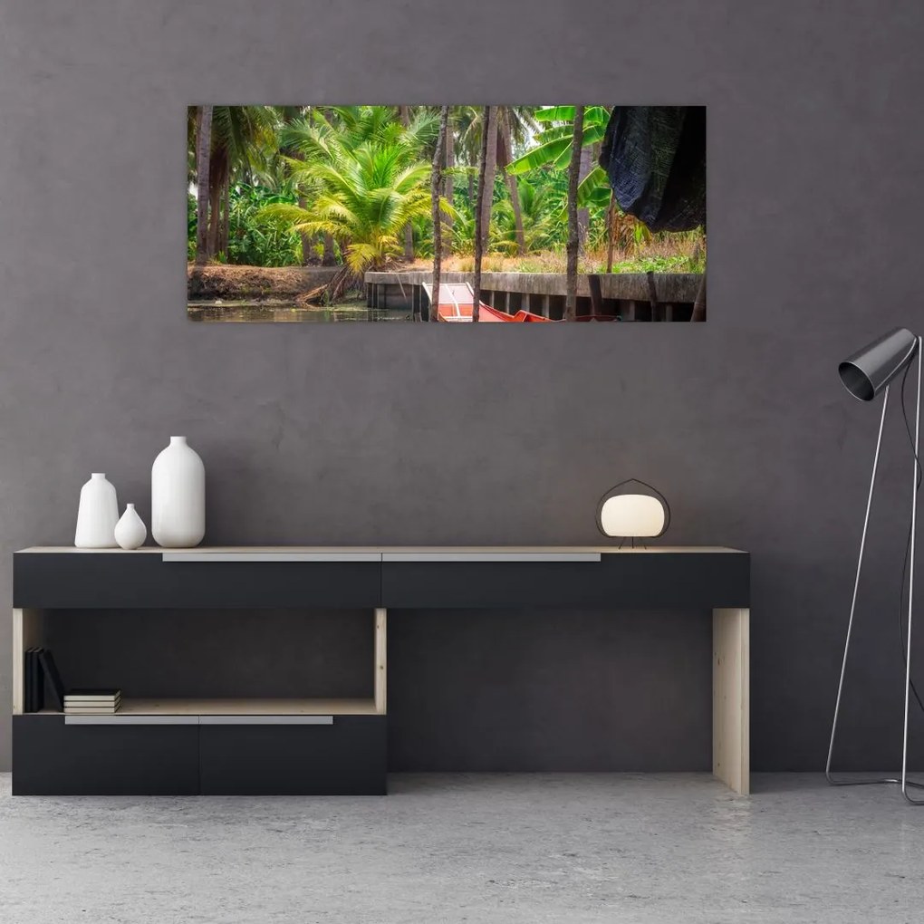 Tablou - Nava din lemn în canal , Thailand (120x50 cm)