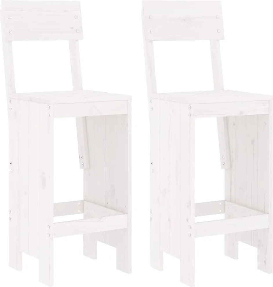 vidaXL Taburete de bar, 2 buc., alb, 40x48,5x115,5 cm, lemn masiv pin