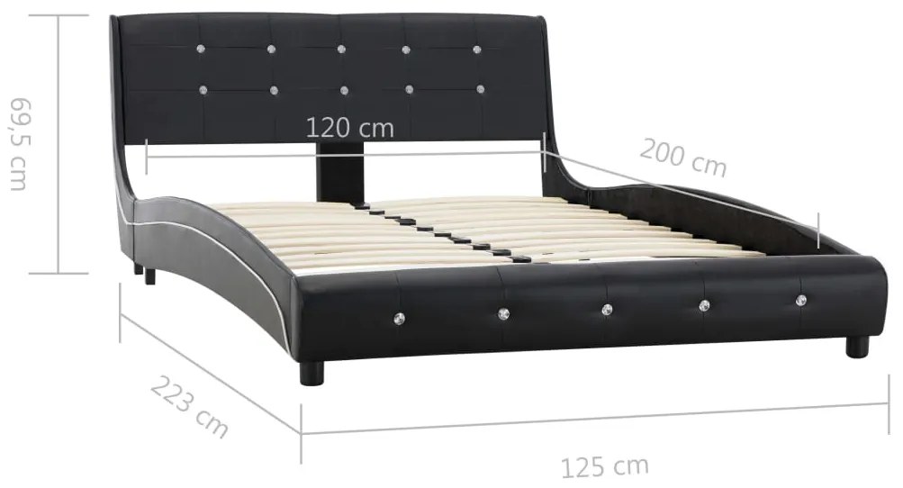 Cadru de pat, negru, 120 x 200 cm, piele ecologica Negru, 120 x 200 cm