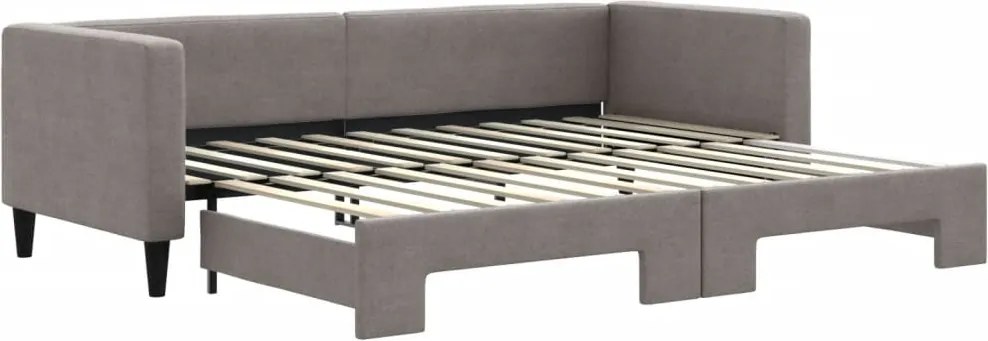 vidaXL Pat de zi cu extensie, gri taupe, 80x200 cm, textil