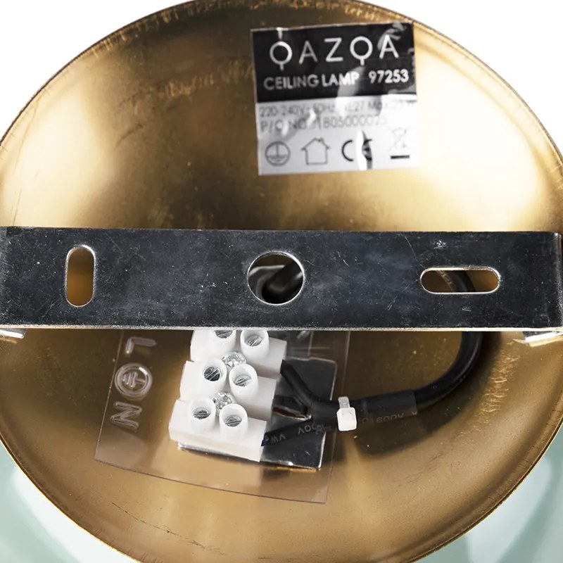 Plafoniera Art Deco din alamă cu sticlă verde - Pallon