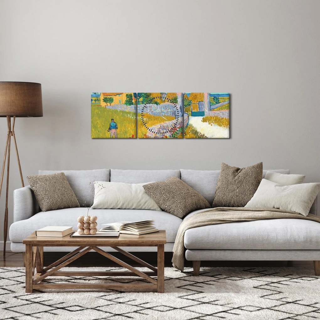 Tablou - Vincent van Gogh, Farmhouse in Provence, reproducere (cu ceas) (90x30 cm)