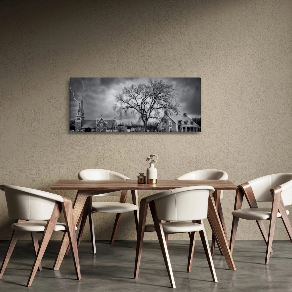 Tablou cu sat alb negru (120x50 cm)