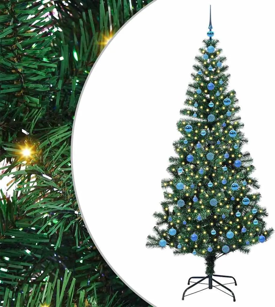 vidaXL Pom de Crăciun artificial pre-iluminat cu 300 LED Verde 210 cm