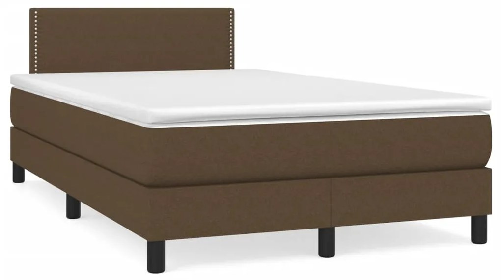 vidaXL Pat box spring cu saltea, maro închis, 120x190 cm, textil