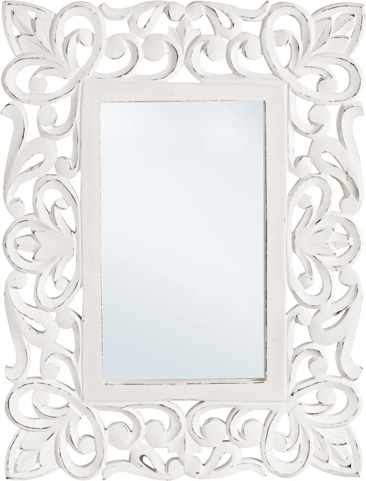 Oglinda decorativa perete cu rama lemn alb vintage Dalila 45 cm x 60 cm