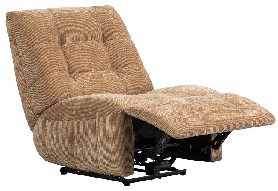 Fotoliu maro deschis reglabil de relaxare cu tapițerie din catifea reiată Hein – WOOOD