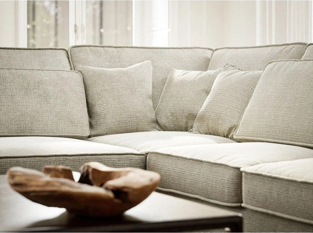 Colțar grej cu tapițerie din chenille (cu colț pe partea stângă/în formă de ”L”) Kirou – Maison de Rêve