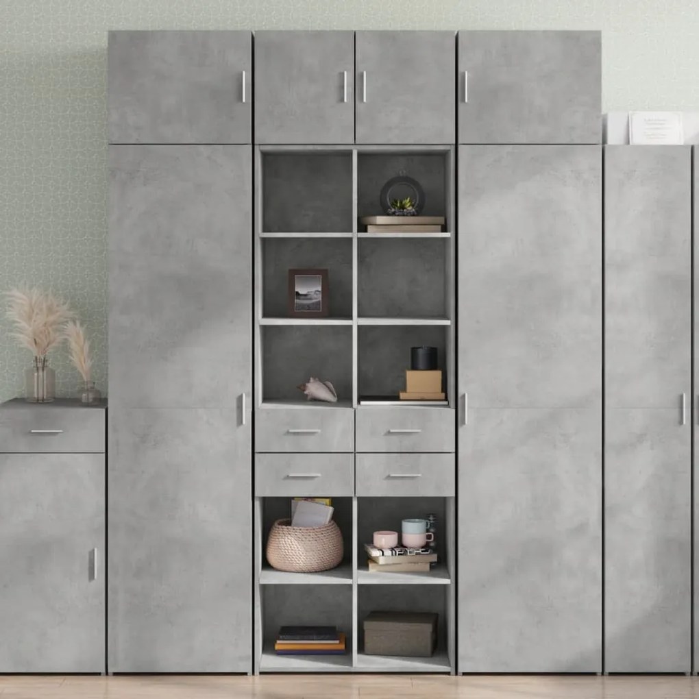 vidaXL Dulap înalt, gri beton, 70x42,5x185 cm, lemn prelucrat