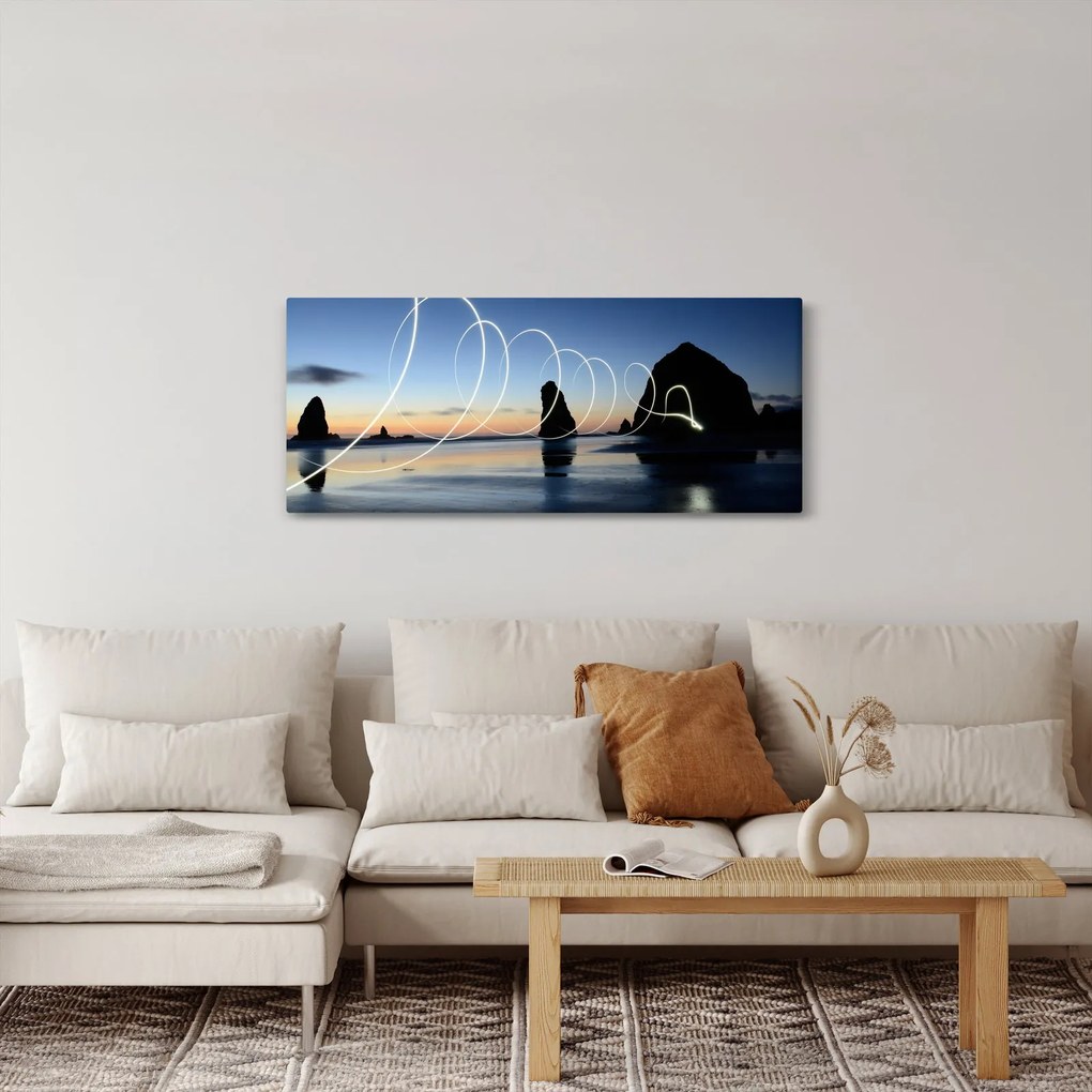 Tabloul - plaja în apus de soare (120x50 cm)
