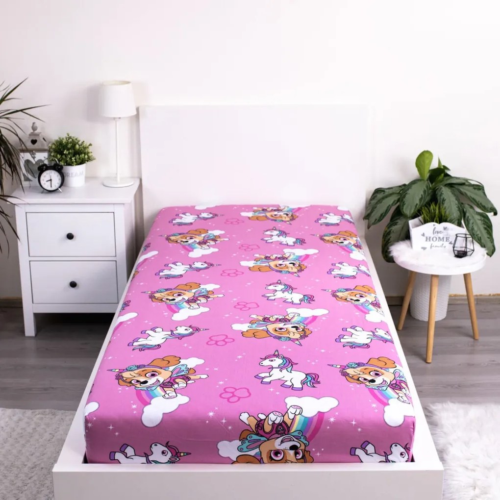 Patrula Cățelușilor Unicorn Dreams cearșaf cu elastic 90x200 cm