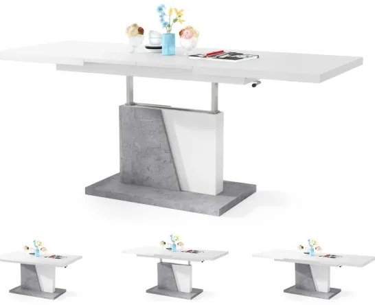 Măsuță de cafea pliabilă cu blat rabatabil NINO alb/gri