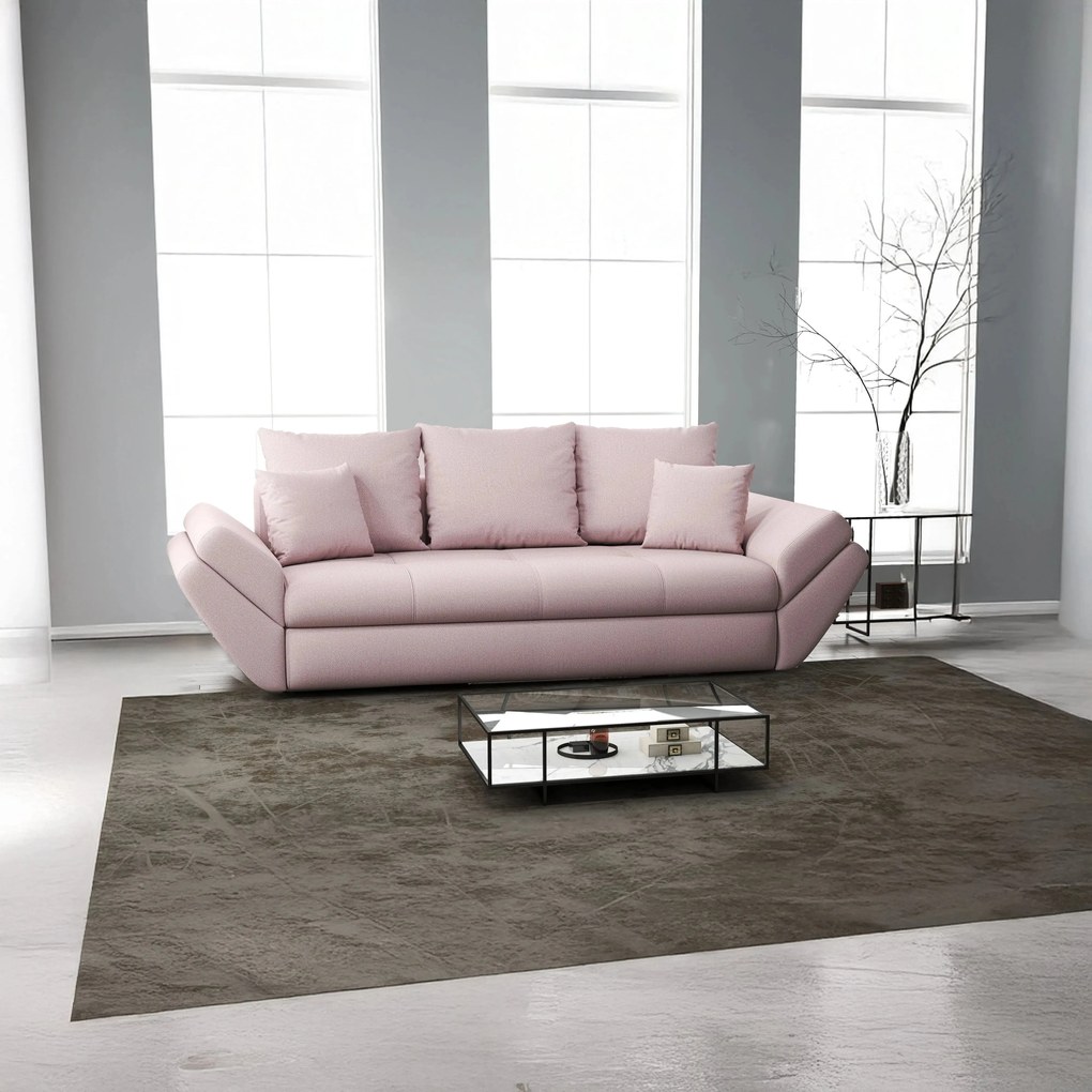 Canapea extensibilă dumonde cu ladă de depozitare si sezut confortabil din spuma high-density, Loana Enjoy Flamingo 250x100 cm