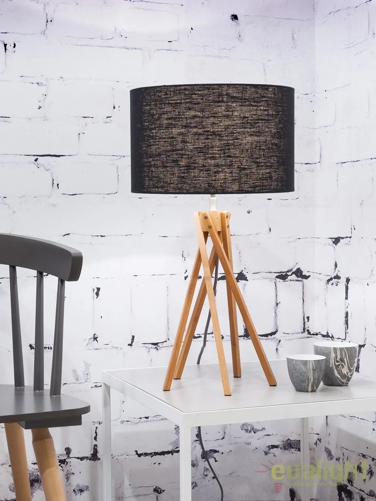 Lampa de masa realizata din materiale naturale, durabile si ecologice, KILIMANJARO/T negru