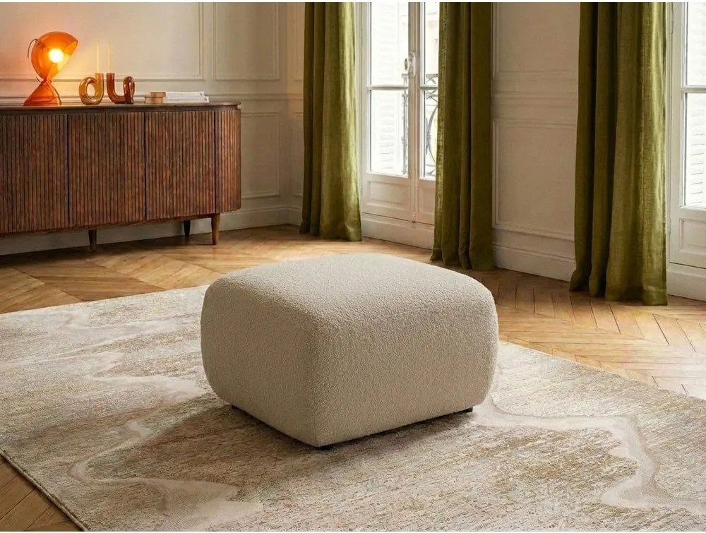 Taburet bej cu tapițerie din țesătură bouclé Montaigne – Bobochic Paris